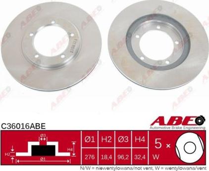 ABE C36016ABE - Тормозной диск parts5.com