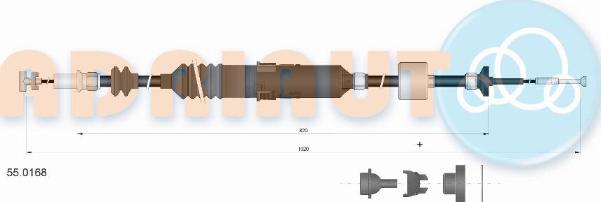 Adriauto 55.0168 - Трос, управление сцеплением parts5.com