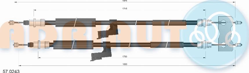 Adriauto 57.0243 - Тросик, cтояночный тормоз parts5.com