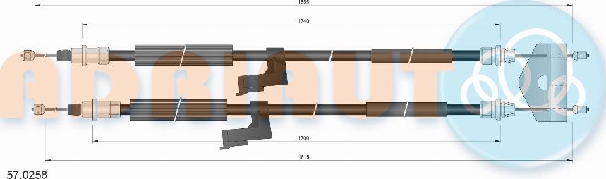 Adriauto 57.0258 - Тросик, cтояночный тормоз parts5.com