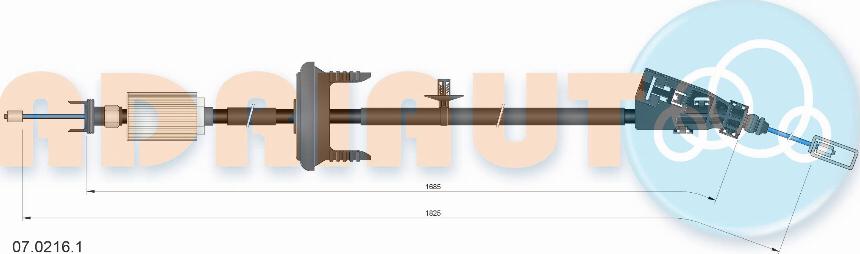 Adriauto 07.0216.1 - Тросик, cтояночный тормоз parts5.com