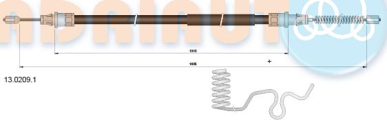 Adriauto 13.0209.1 - Тросик, cтояночный тормоз parts5.com