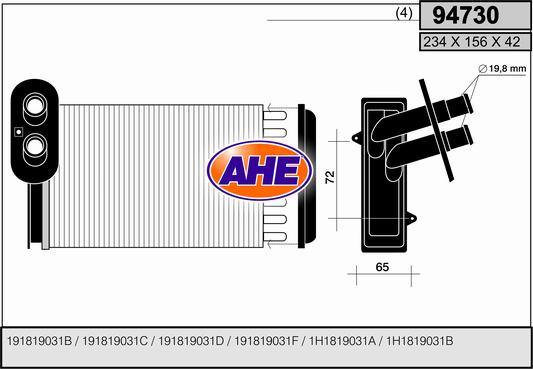 AHE 94730 - Теплообменник, отопление салона parts5.com