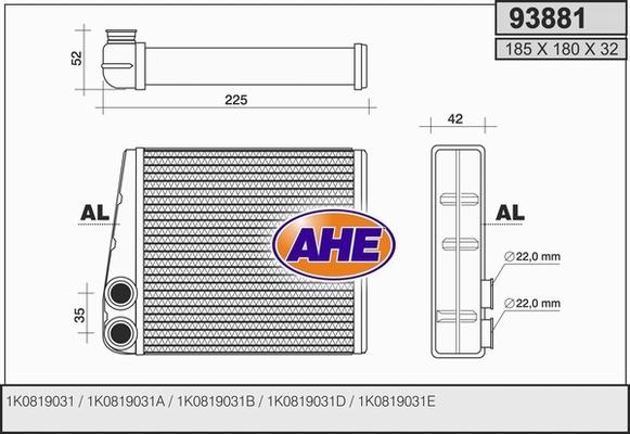 AHE 93881 - Теплообменник, отопление салона parts5.com