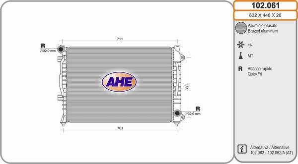 AHE 102.061 - Радиатор, охлаждение двигателя parts5.com