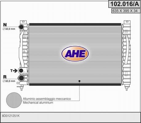 AHE 102.016/A - Радиатор, охлаждение двигателя parts5.com