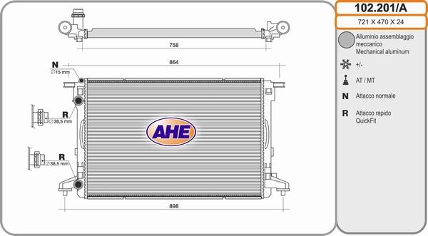 AHE 102.201/A - Radiator, engine cooling parts5.com