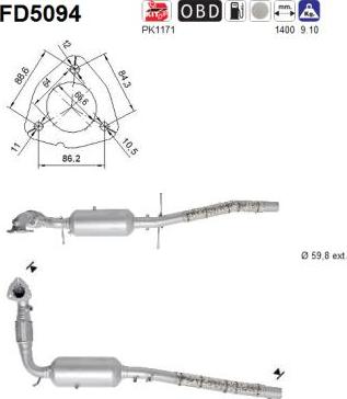 AS FD5094 - Сажевый / частичный фильтр, система выхлопа ОГ parts5.com