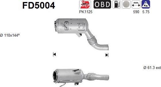 AS FD5004 - Сажевый / частичный фильтр, система выхлопа ОГ parts5.com