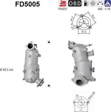 AS FD5005 - Сажевый / частичный фильтр, система выхлопа ОГ parts5.com