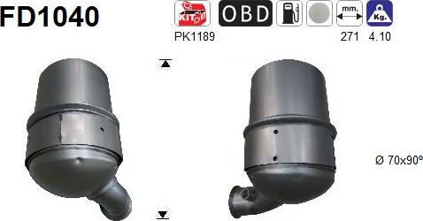 AS FD1040 - Сажевый / частичный фильтр, система выхлопа ОГ parts5.com