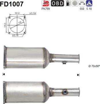 AS FD1007 - Сажевый / частичный фильтр, система выхлопа ОГ parts5.com