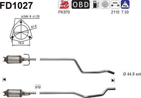 AS FD1027 - Сажевый / частичный фильтр, система выхлопа ОГ parts5.com