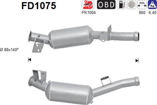 AS FD1075 - Сажевый / частичный фильтр, система выхлопа ОГ parts5.com