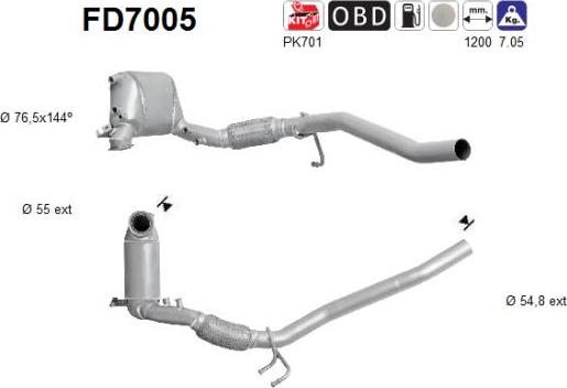 AS FD7005 - Сажевый / частичный фильтр, система выхлопа ОГ parts5.com