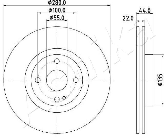 Ashika 60-03-370C - Тормозной диск parts5.com