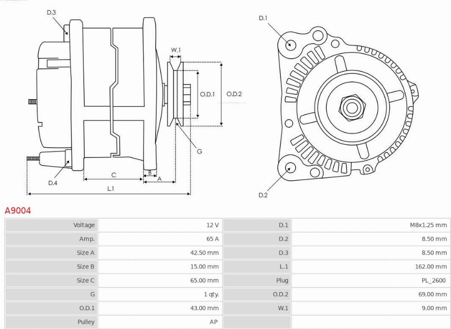 AS-PL A9004 - Генератор parts5.com