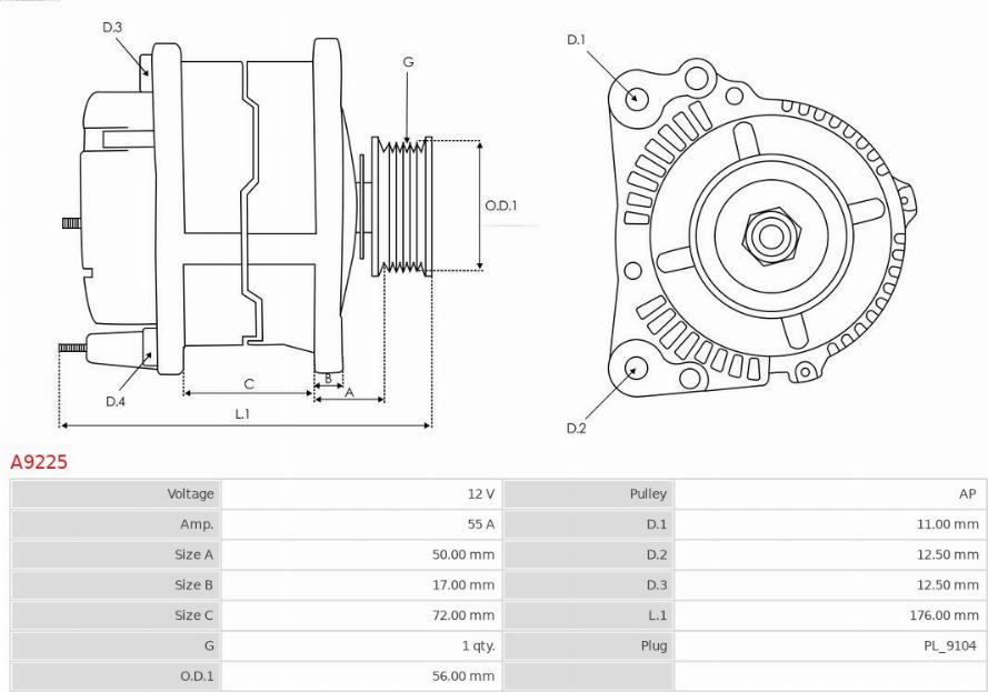 AS-PL A9225 - Генератор parts5.com