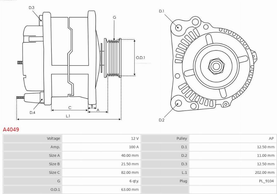 AS-PL A4049 - Генератор parts5.com