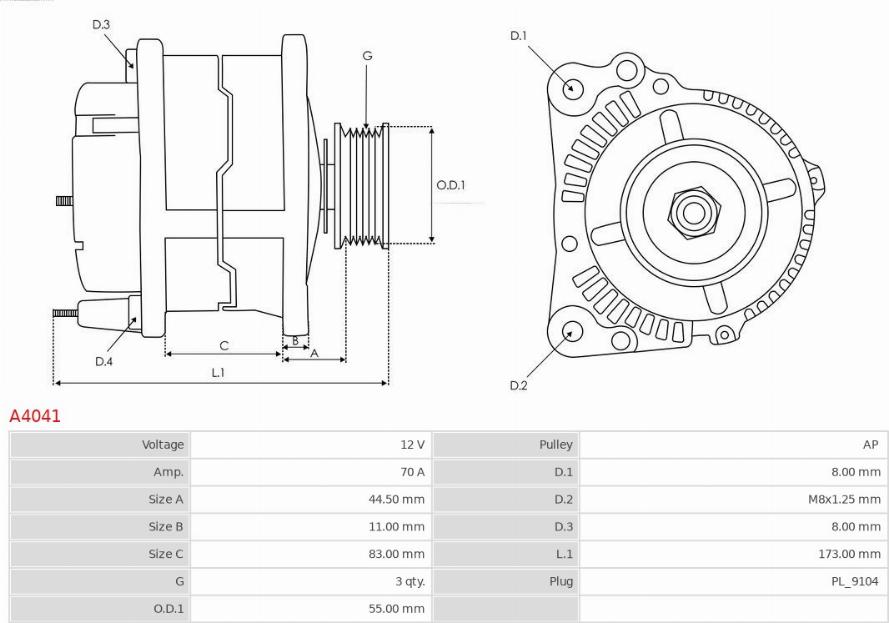 AS-PL A4041 - Alternator parts5.com