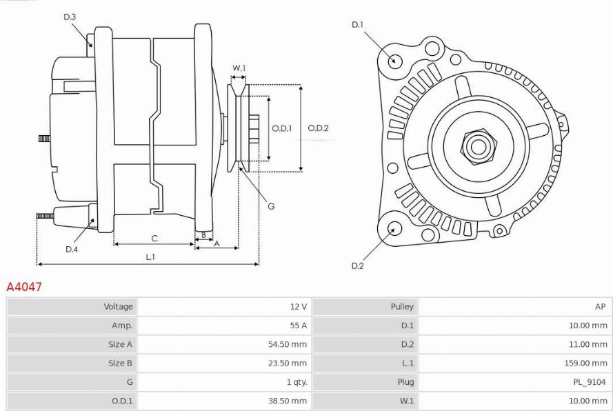 AS-PL A4047 - Генератор parts5.com