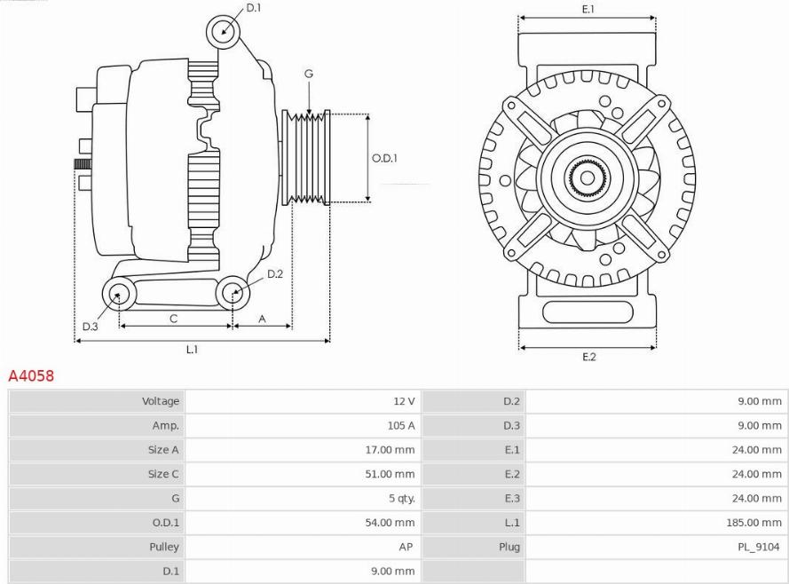 AS-PL A4058 - Генератор parts5.com