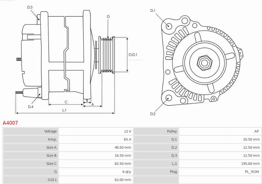 AS-PL A4007 - Генератор parts5.com