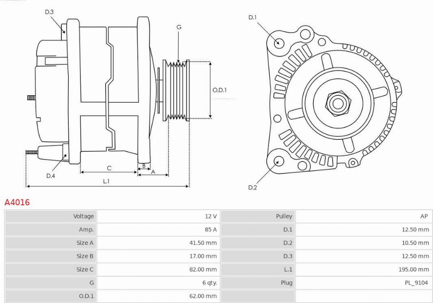 AS-PL A4016 - Генератор parts5.com