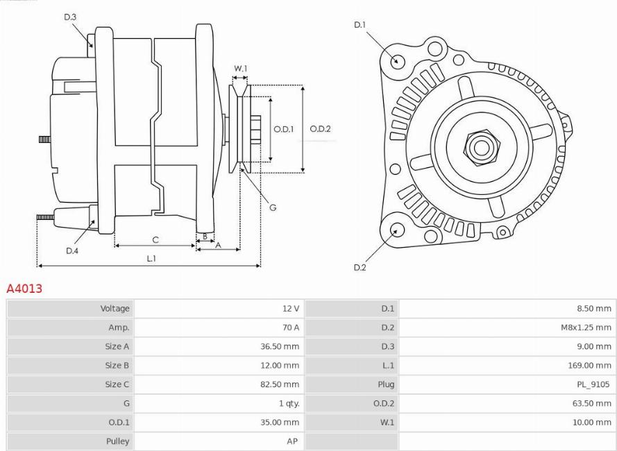 AS-PL A4013 - Генератор parts5.com