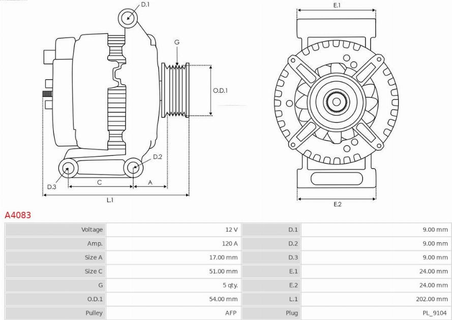 AS-PL A4083 - Alternador parts5.com