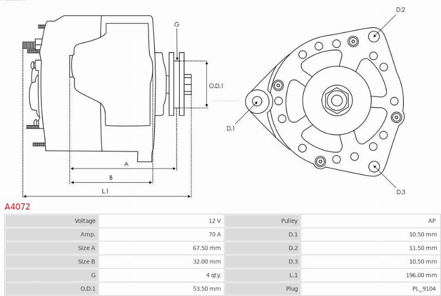 AS-PL A4072 - Alternator parts5.com