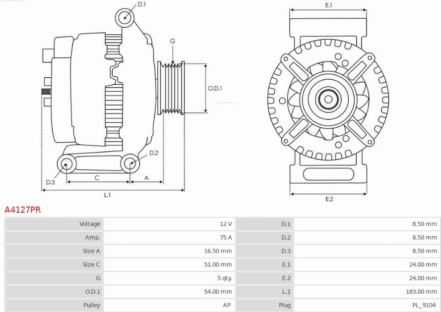 AS-PL A4127PR - Генератор parts5.com