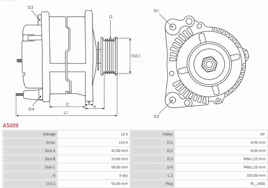 AS-PL A5009 - Alternador parts5.com