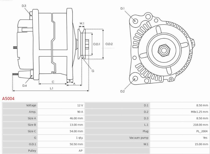 AS-PL A5004 - Alternador parts5.com