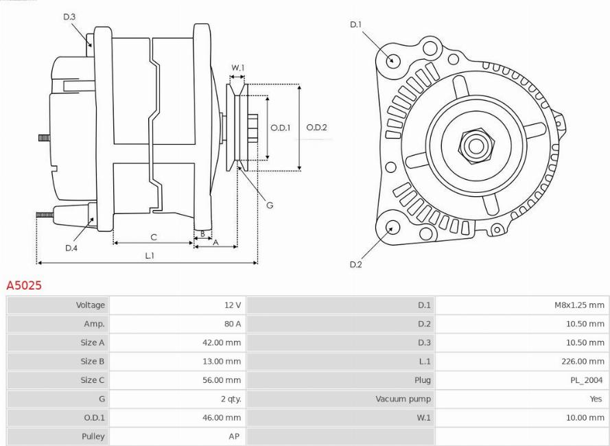 AS-PL A5025 - Генератор parts5.com