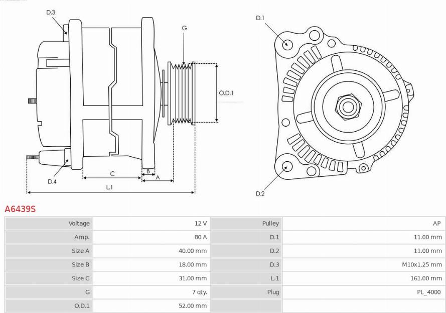 AS-PL A6439S - Генератор parts5.com