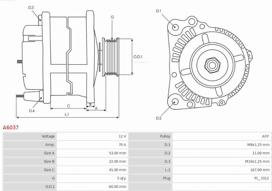 AS-PL A6037 - Генератор parts5.com