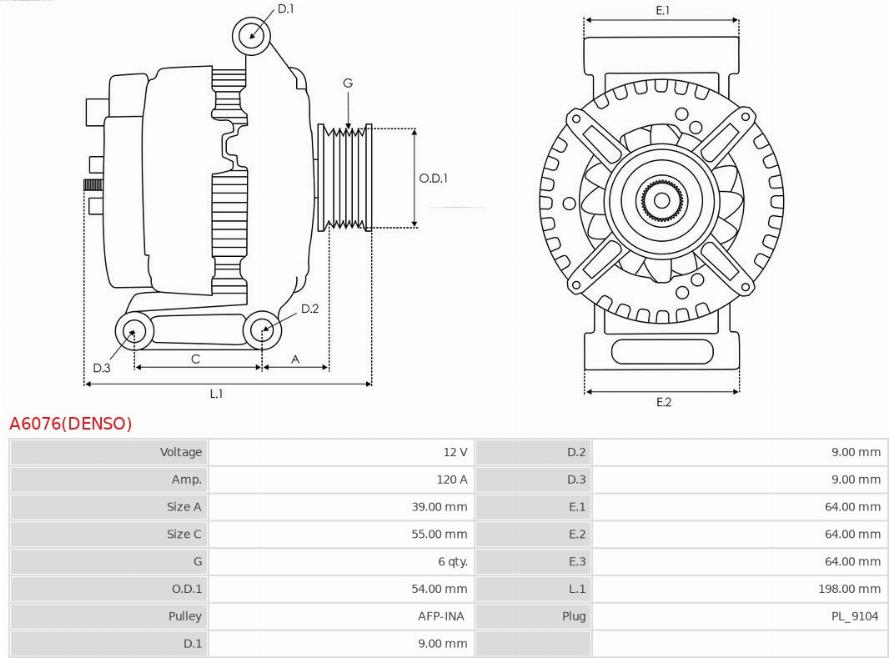 AS-PL A6076(DENSO) - Генератор parts5.com