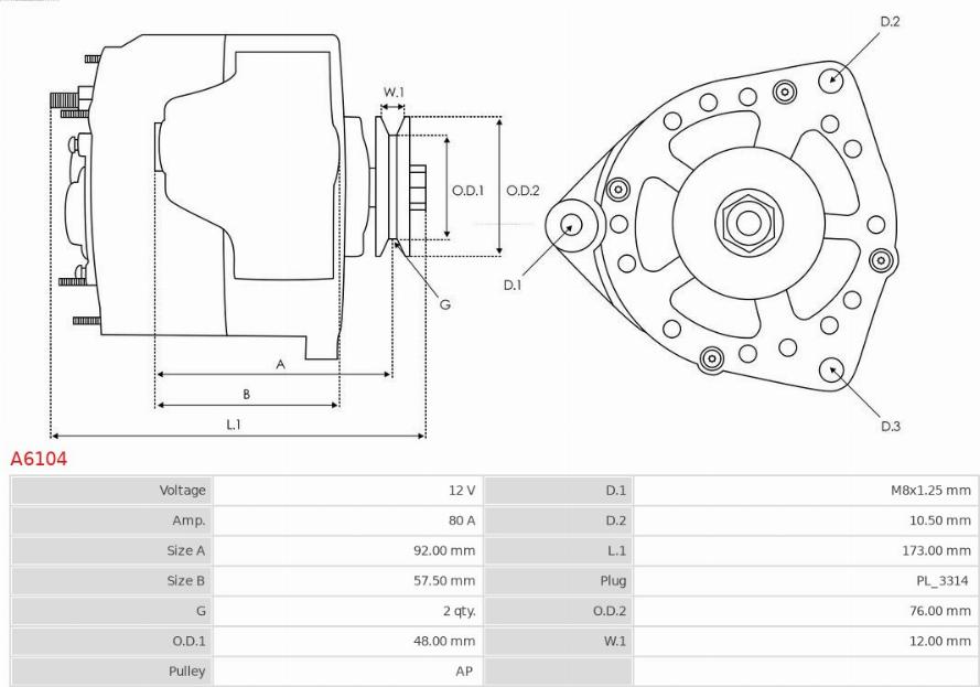 AS-PL A6104 - Генератор parts5.com