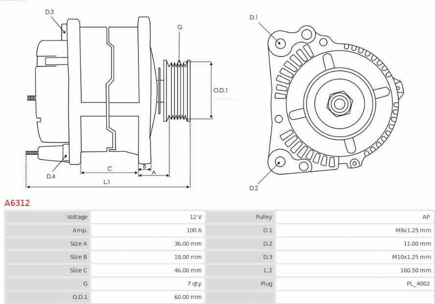 AS-PL A6312 - Генератор parts5.com