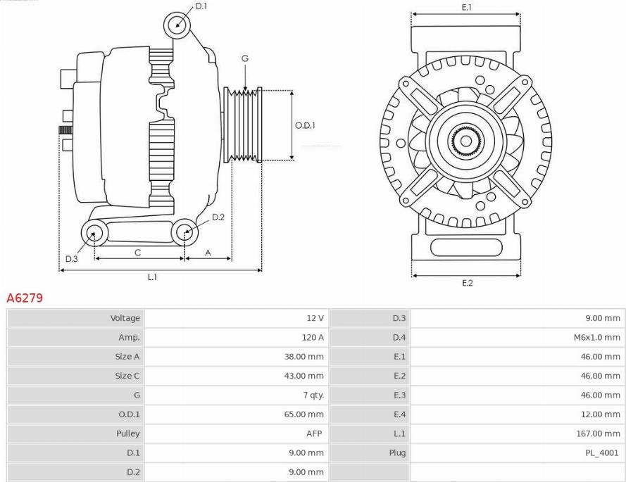 AS-PL A6279 - Alternador parts5.com