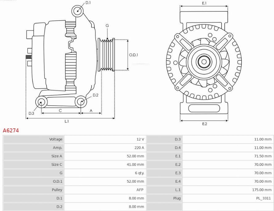 AS-PL A6274 - Генератор parts5.com