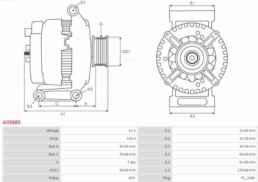 AS-PL A0588S - Генератор parts5.com