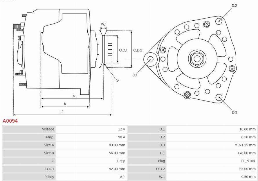 AS-PL A0094 - Генератор parts5.com