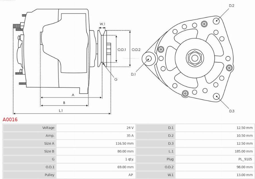 AS-PL A0016 - Генератор parts5.com