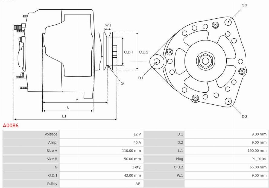 AS-PL A0086 - Генератор parts5.com