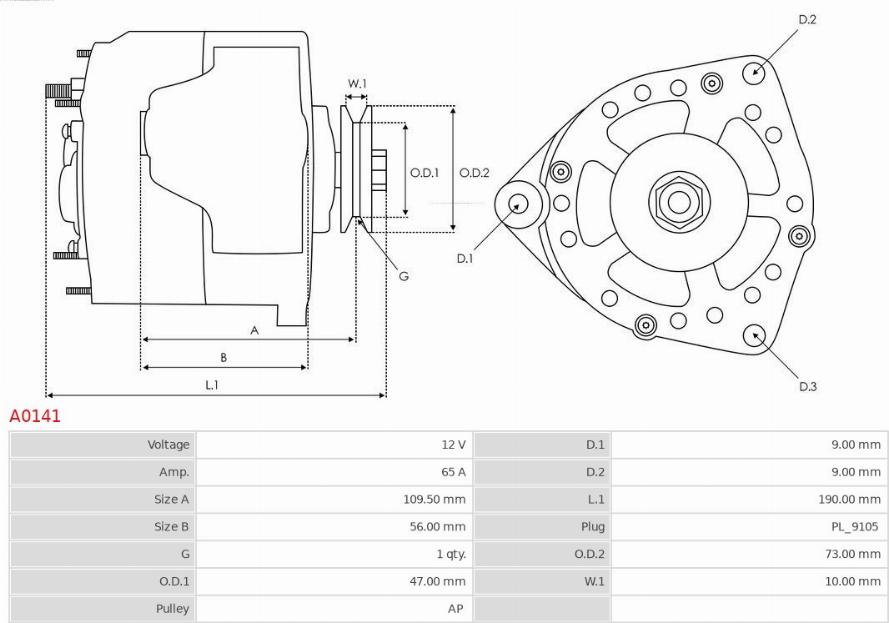 AS-PL A0141 - Генератор parts5.com