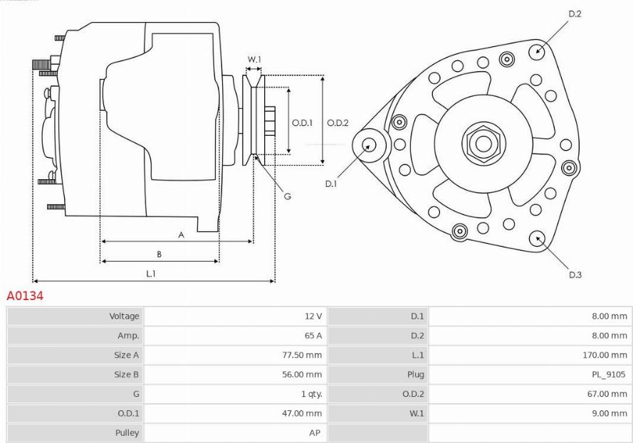 AS-PL A0134 - Генератор parts5.com