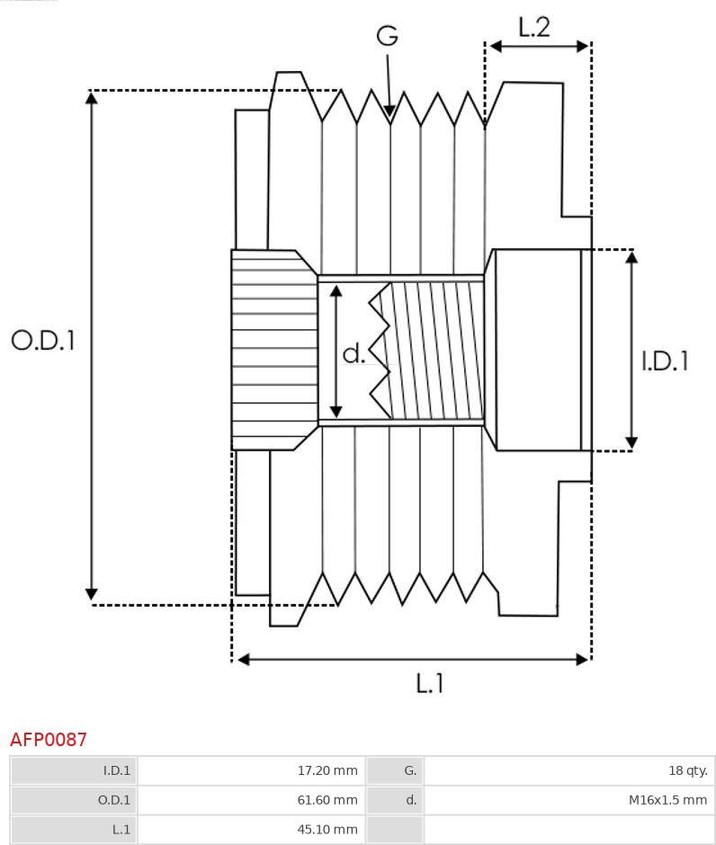 AS-PL AFP0087 - Шкив генератора, муфта parts5.com