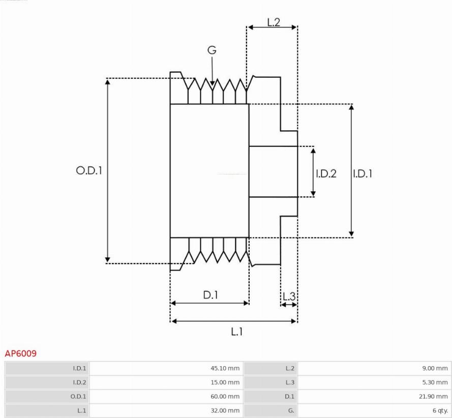 AS-PL AP6009 - Шкив генератора, муфта parts5.com